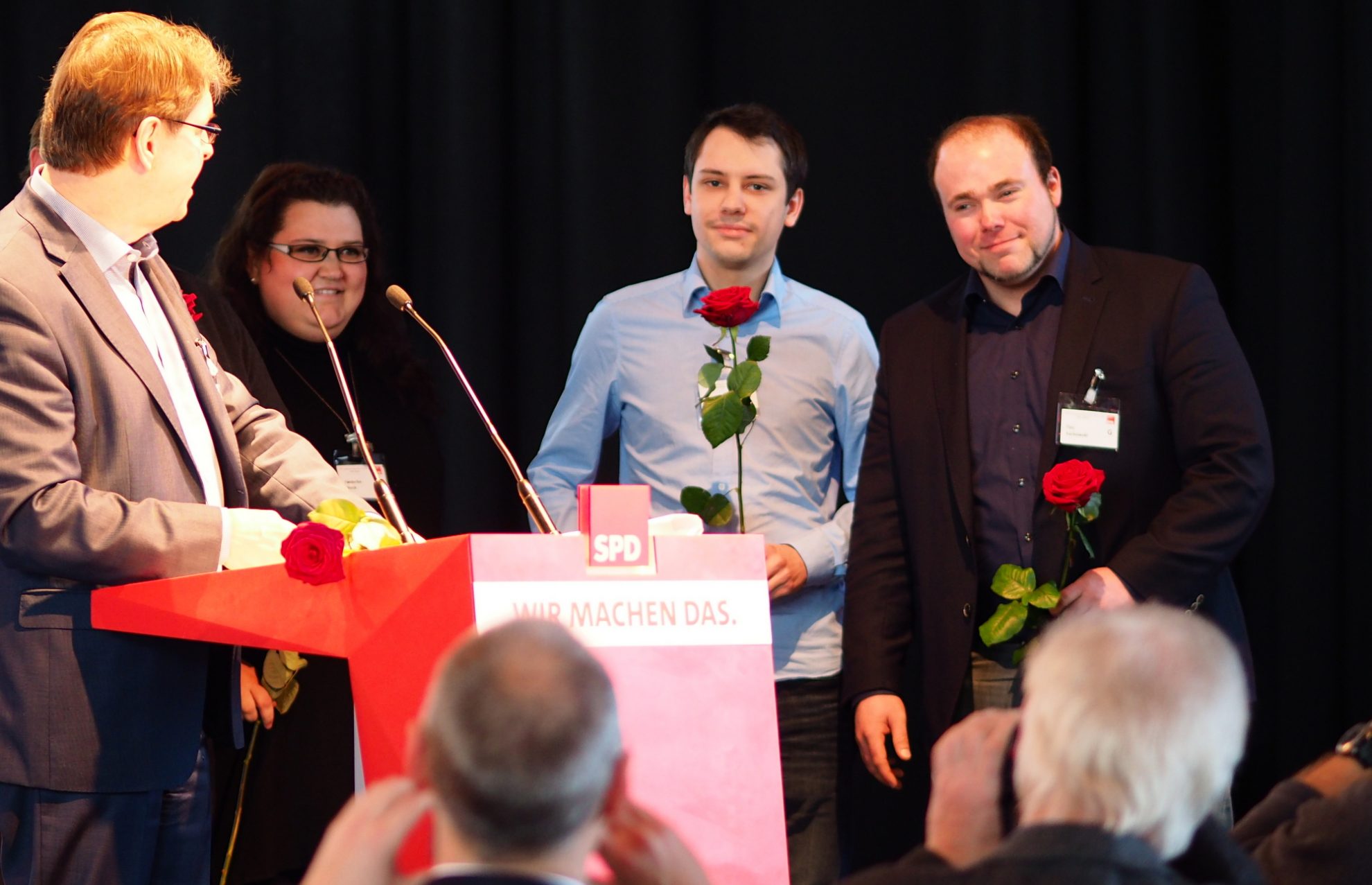 Ralf Stegner mit vier Neumitgliedern