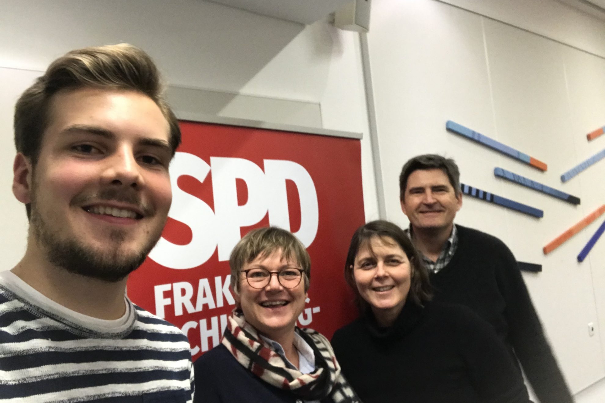 Selfie mit Justus Klebe (Flensburg), Kirsten Eickhoff-Weber (Neumünster), Gesine Stück (Kiel), Thomas Rother (Lübeck) v.l.n.r.